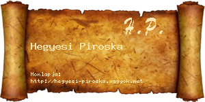 Hegyesi Piroska névjegykártya